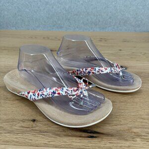 Vionic Bella Toe Post Thong Sandal Size 10 Floral Bow Arch Support Comfort